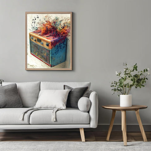 Posterizer-rustic modern art of classic boombox playing music -1-Musical Art Collection-Retro Art-Living Room Bedroom Decor- unframed wall art...